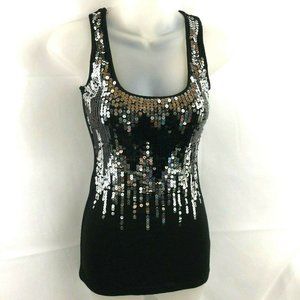 Wildcat Sleeveless Racer Back Top XS Black Sequins Pullover